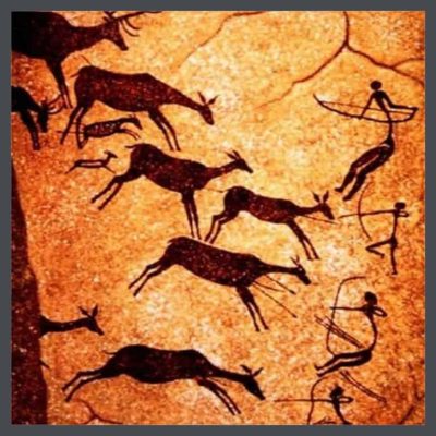 Cave Art of deer and hunters