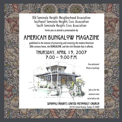 Neighborhood historic preservation poster for American Bungalow event