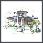 Drawing of California bungalow