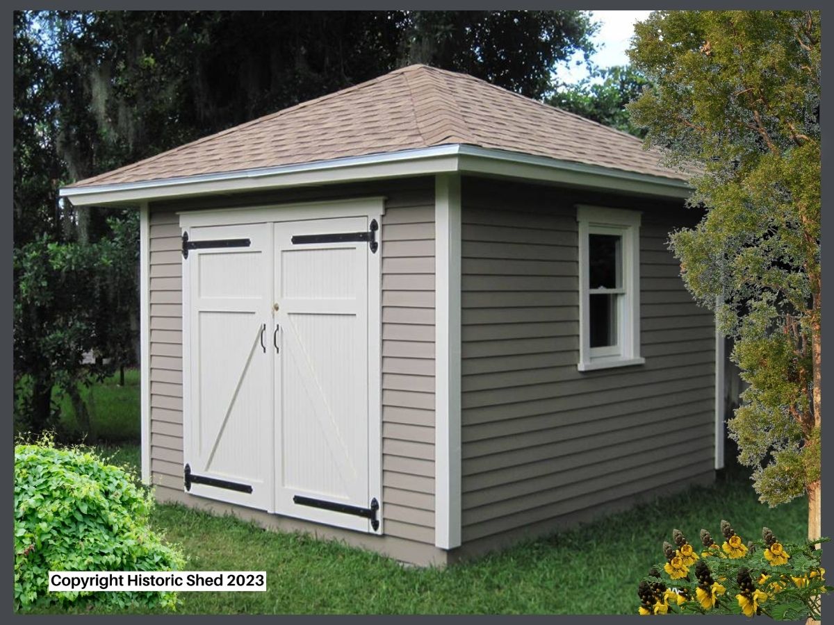 Hipped roof bugalow shed